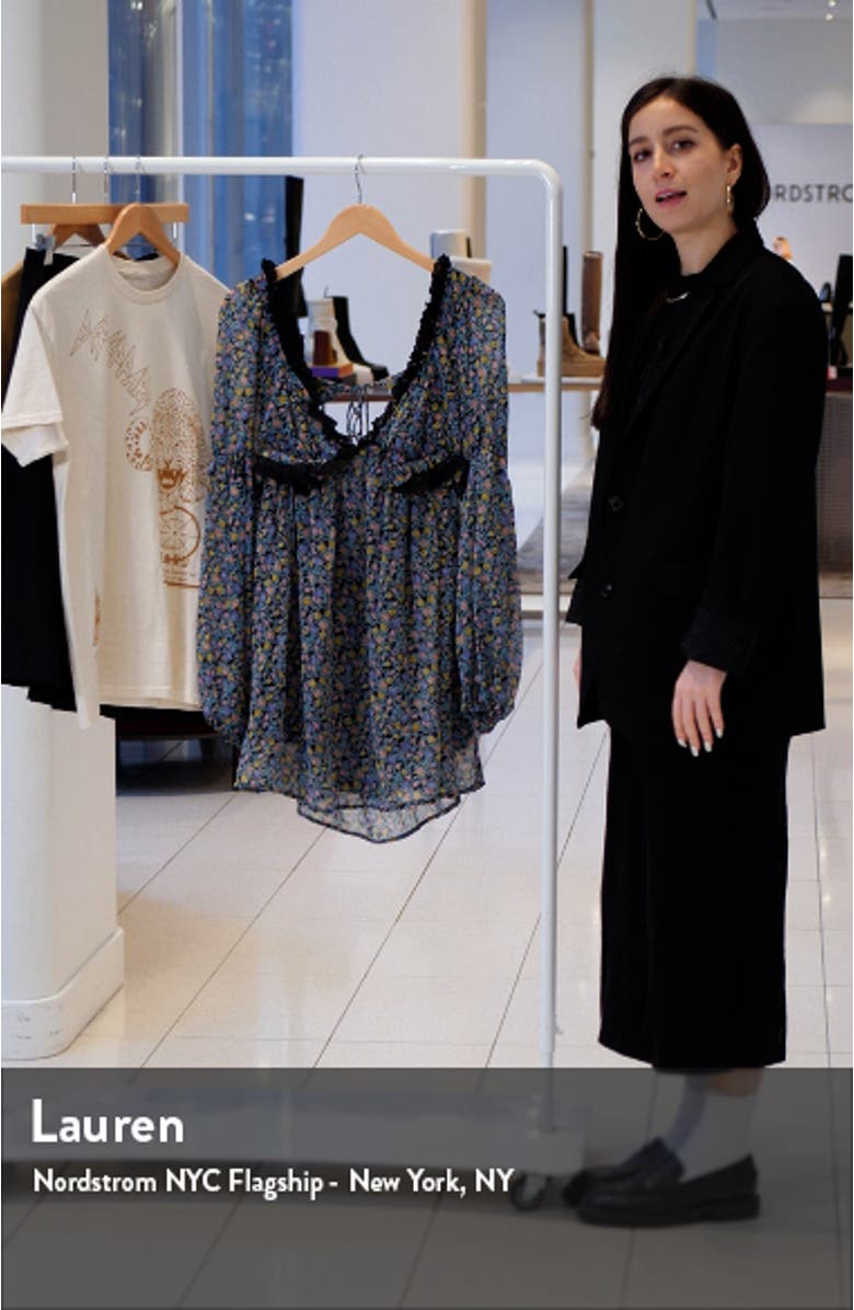 Pennie Floral Print Ruffle Long Sleeve Minidress, sales video thumbnail