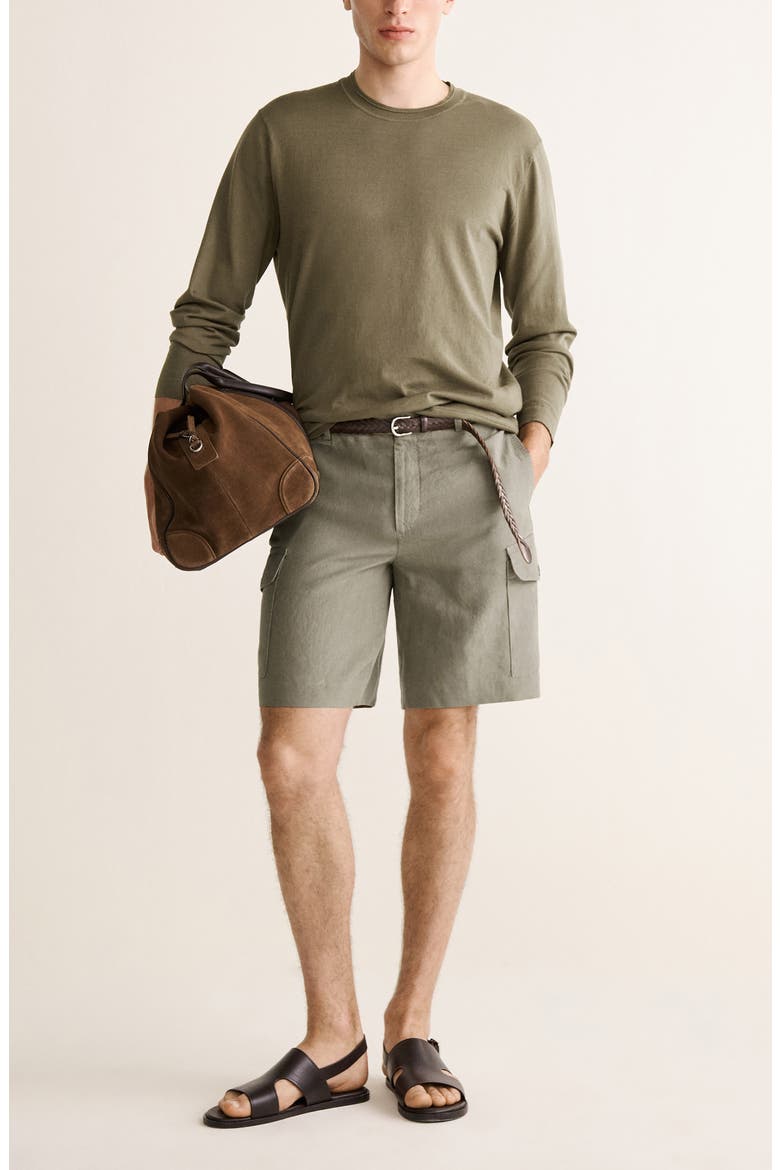 Finely Knit Cotton & Silk Sweater, Alternate, color, KHAKI GREEN