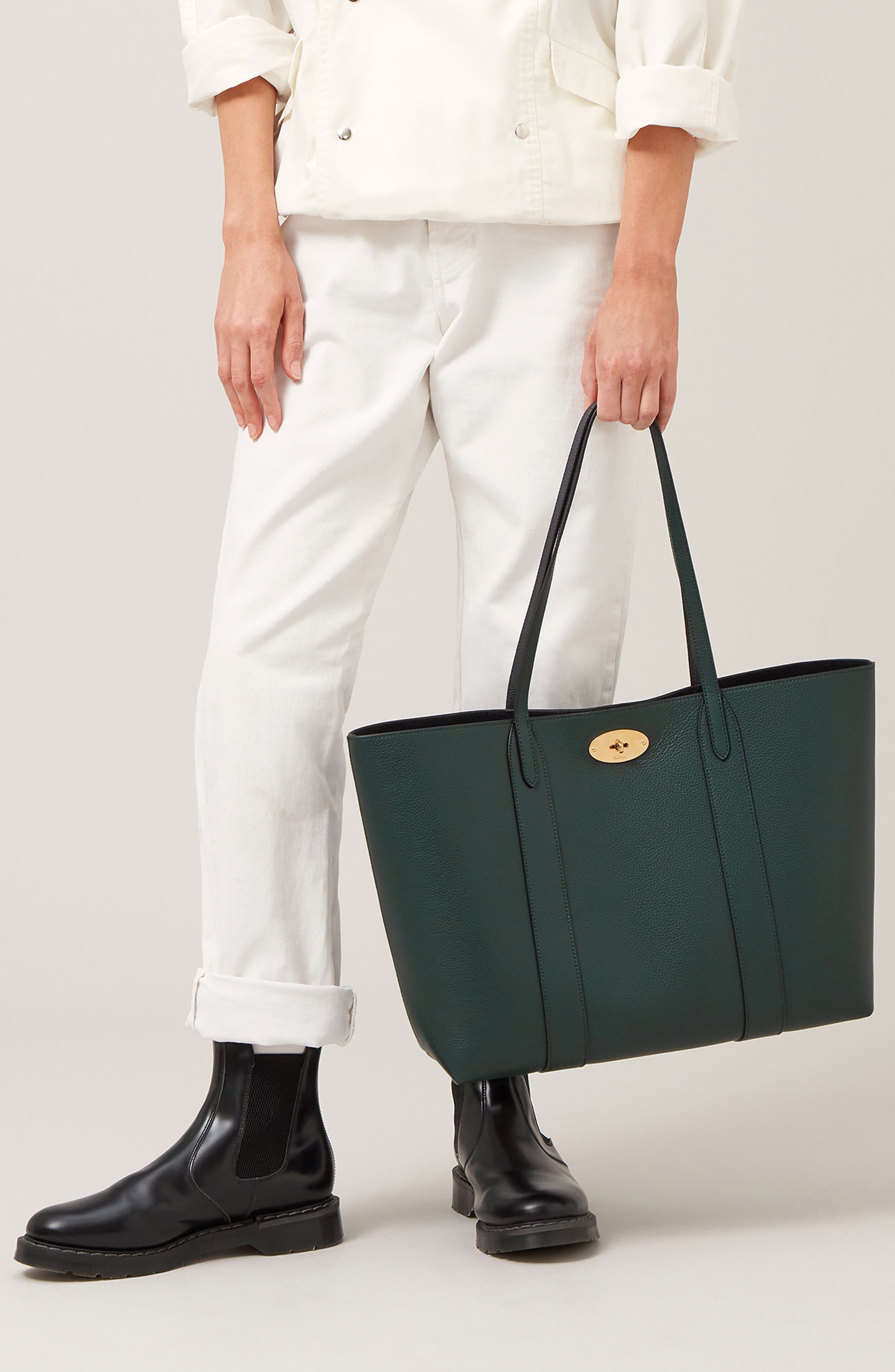 Bayswater Leather Tote, Alternate, color, MULBERRY GREEN