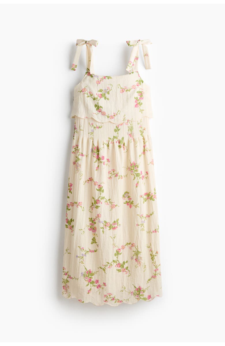 H&M Mama nursing dress with tie-top shoulder straps, Alternate, color, Cream/Floral