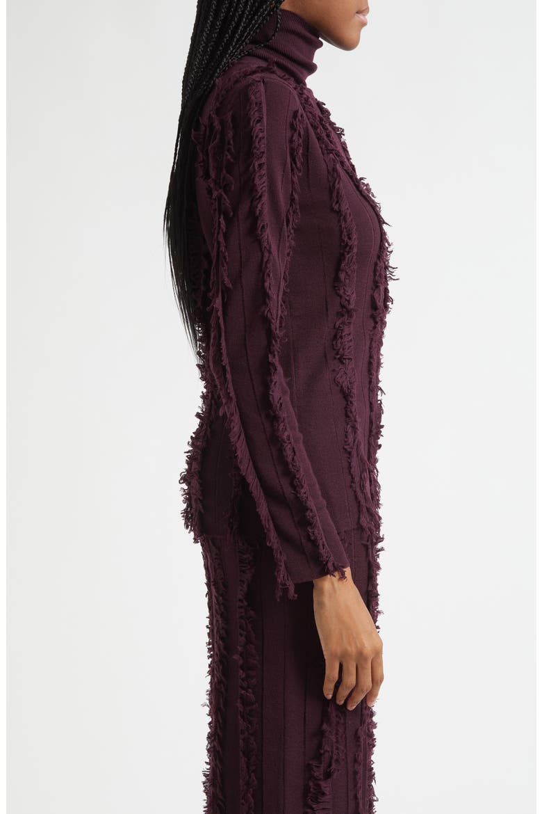 Nico Fringe Stripe Merino Wool Turtleneck Sweater, Alternate, color, PINEAU