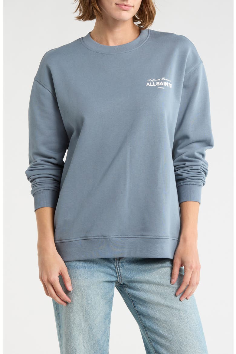 Soleil Etta Cotton French Terry Sweatshirt, Main, color, FLINT STONE BLUE