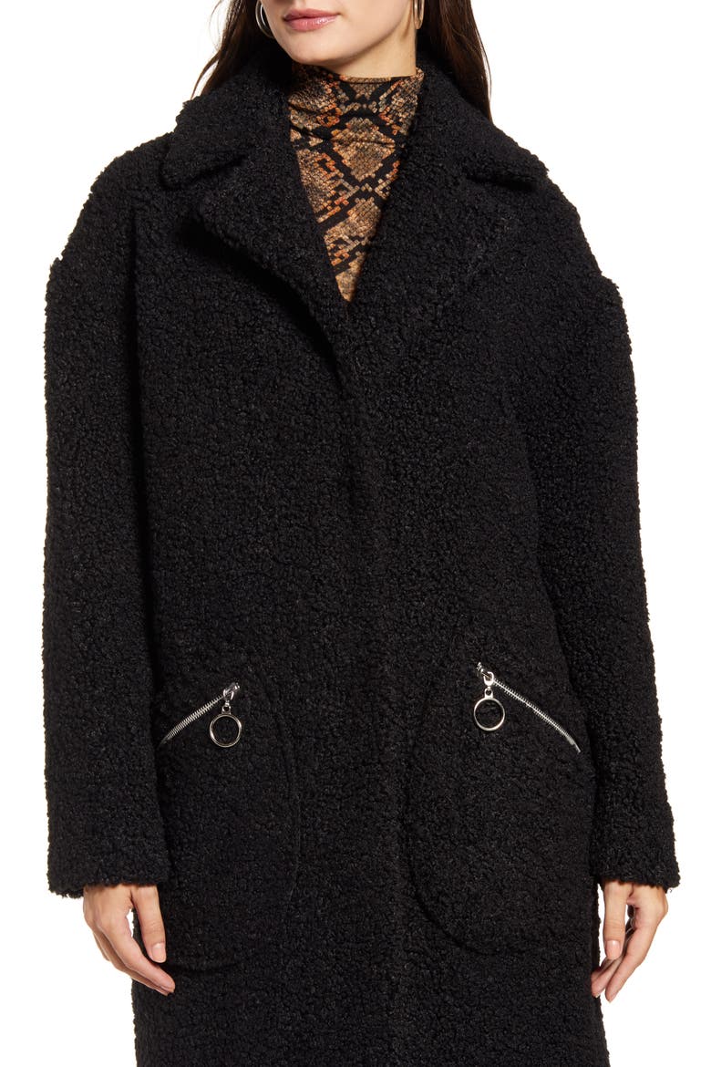 Cozy Teddy Bear Coat, Alternate, color, BLACK