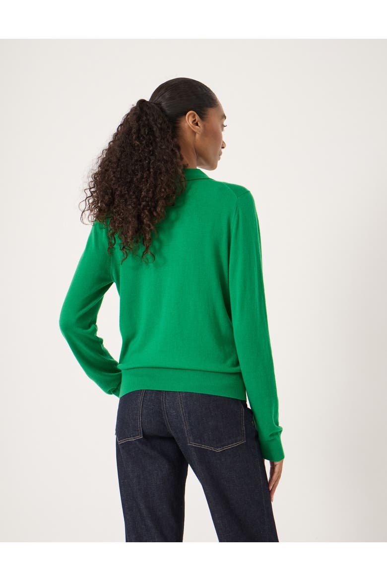 Merino Long Sleeve Polo Top, Alternate, color, Bright Green