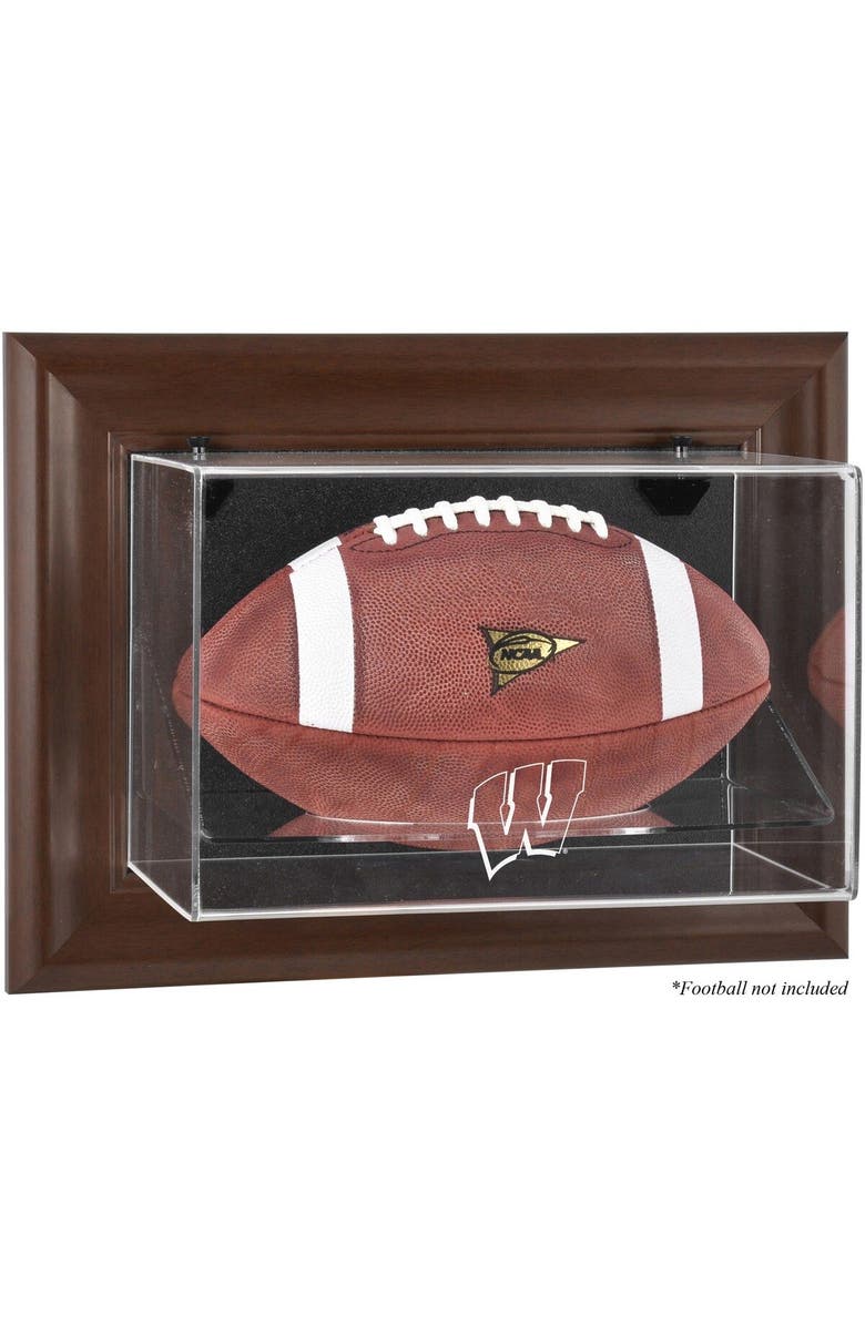 FANATICS AUTHENTIC Wisconsin Badgers Brown Framed Wall-Mountable Football Display Case, Main, color, 