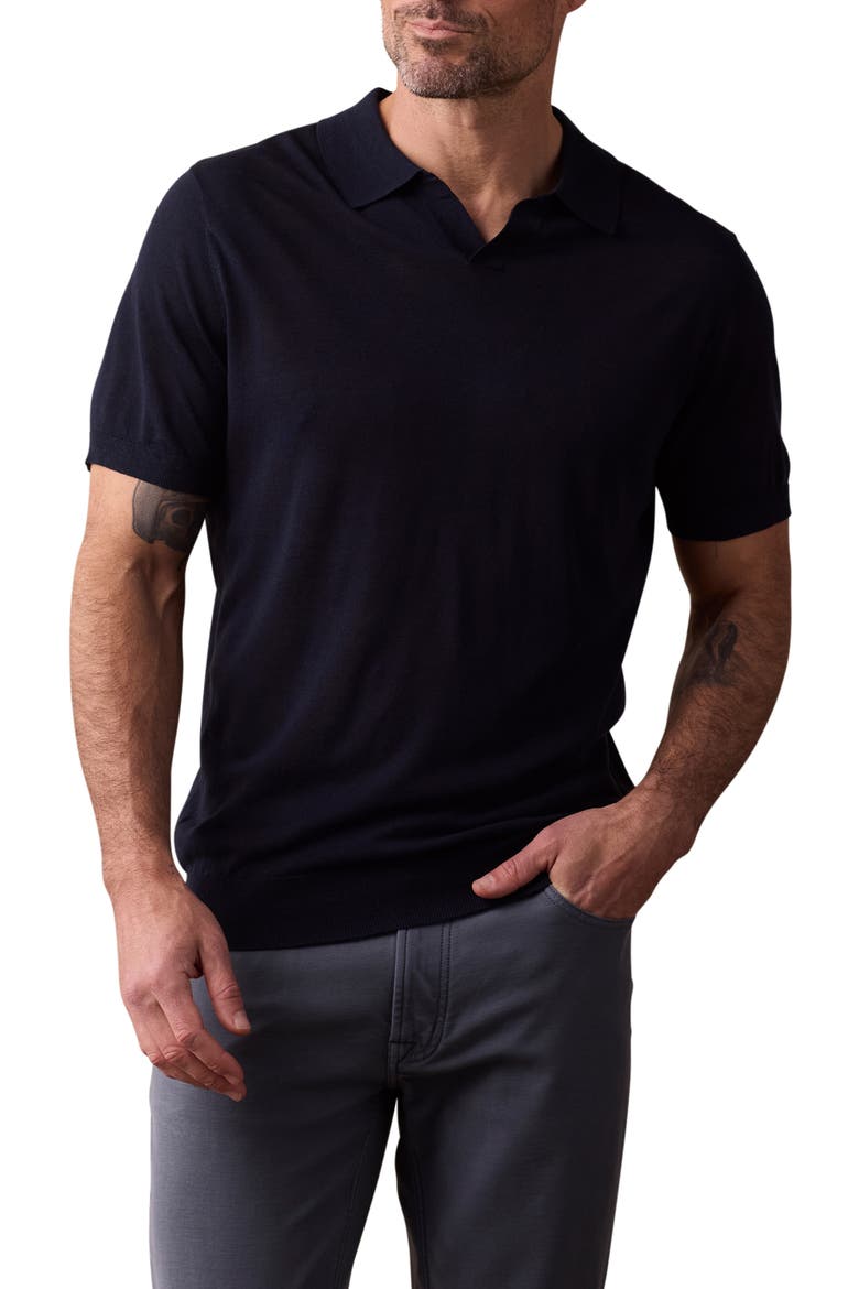 Solid Johnny Collar Polo Sweater, Main, color, NAVY