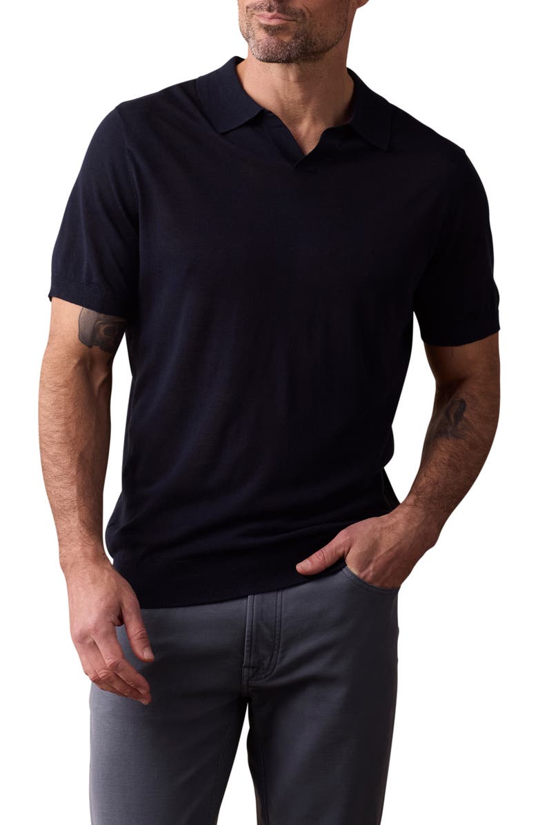 The Normal Brand Solid Johnny Collar Polo Sweater, Main, color, Navy