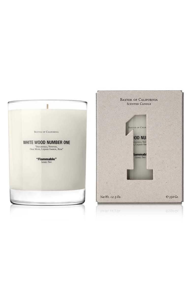 Baxter of California White Wood Number One Flammable Scented Candle, Main, color, 