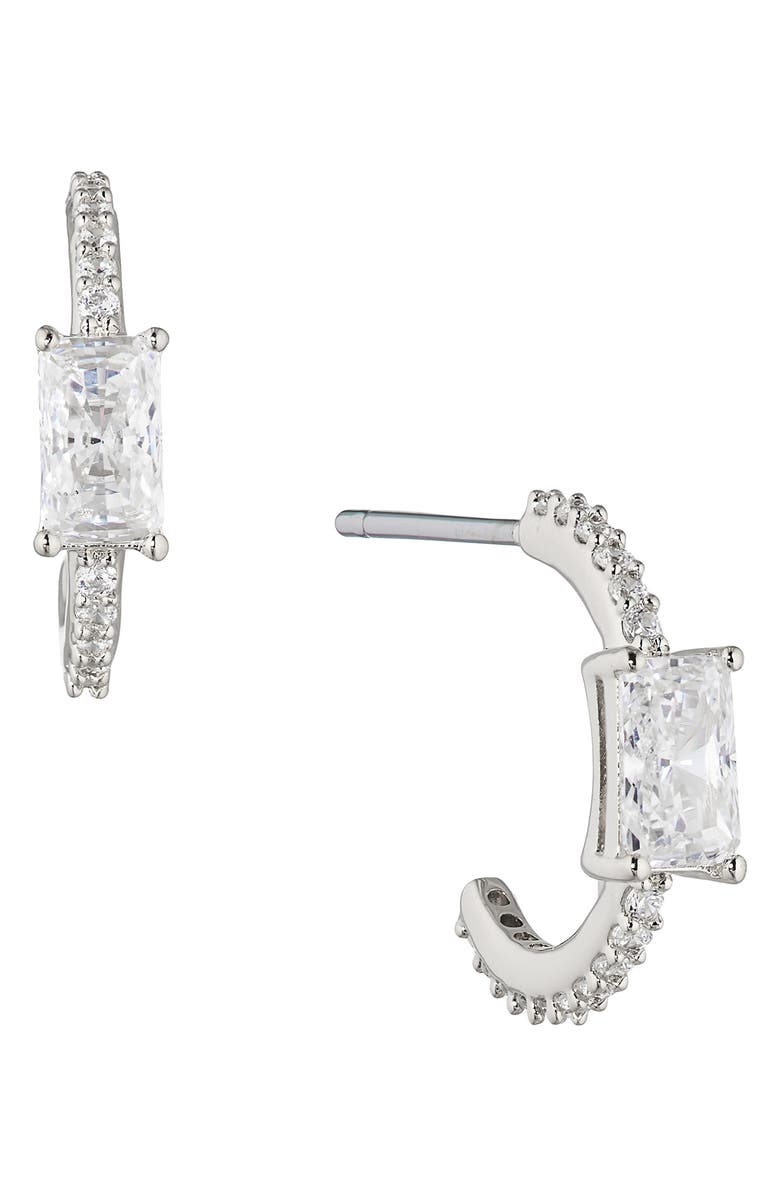 Nadri Tennis, Anyone Cubic Zirconia Small Hoop Earrings, Main, color, 