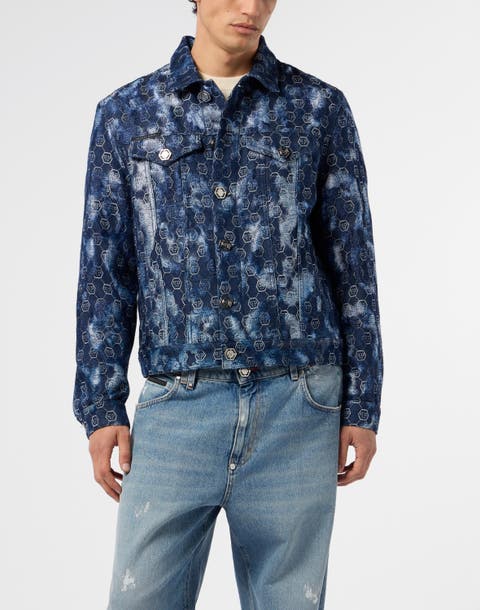 Denim Trucker Jacket Jacquard Monogram Men