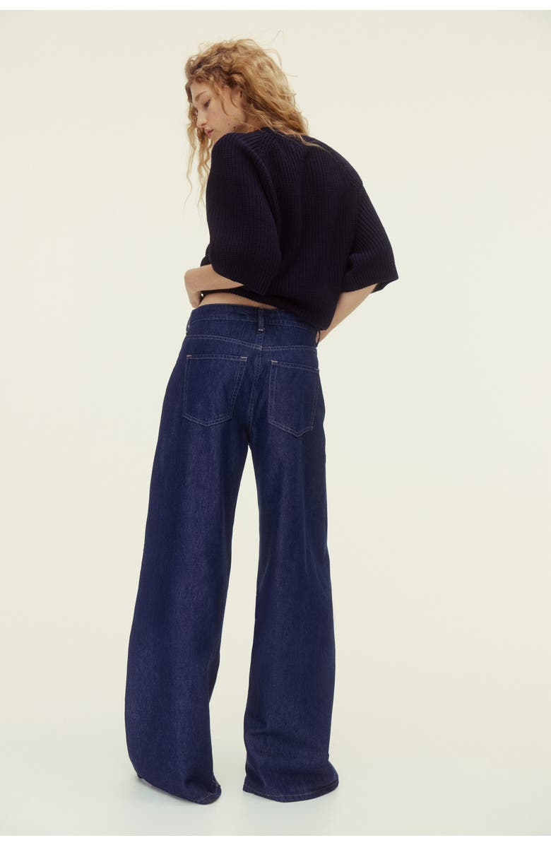 H&M Wide High Waist Jeans, Alternate, color, Dark Denim Blue