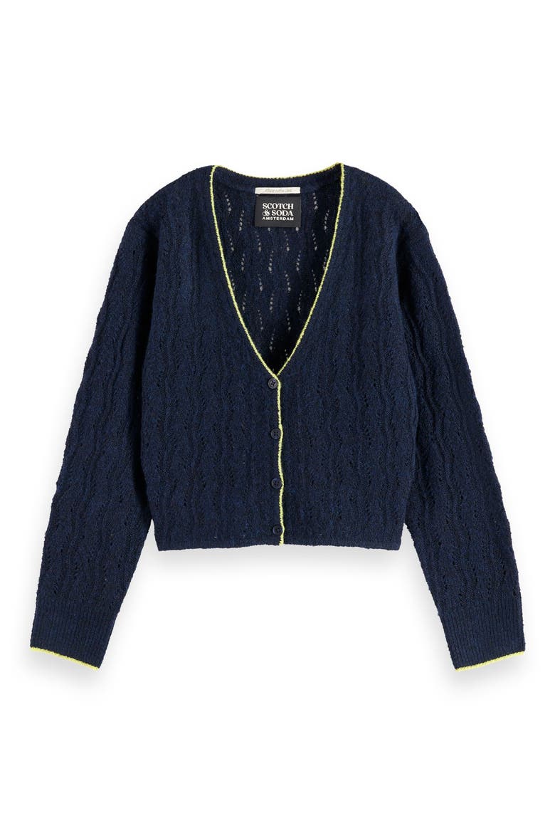 Kids' Ajour Pointelle Cardigan, Main, color, SKY CAPTAIN