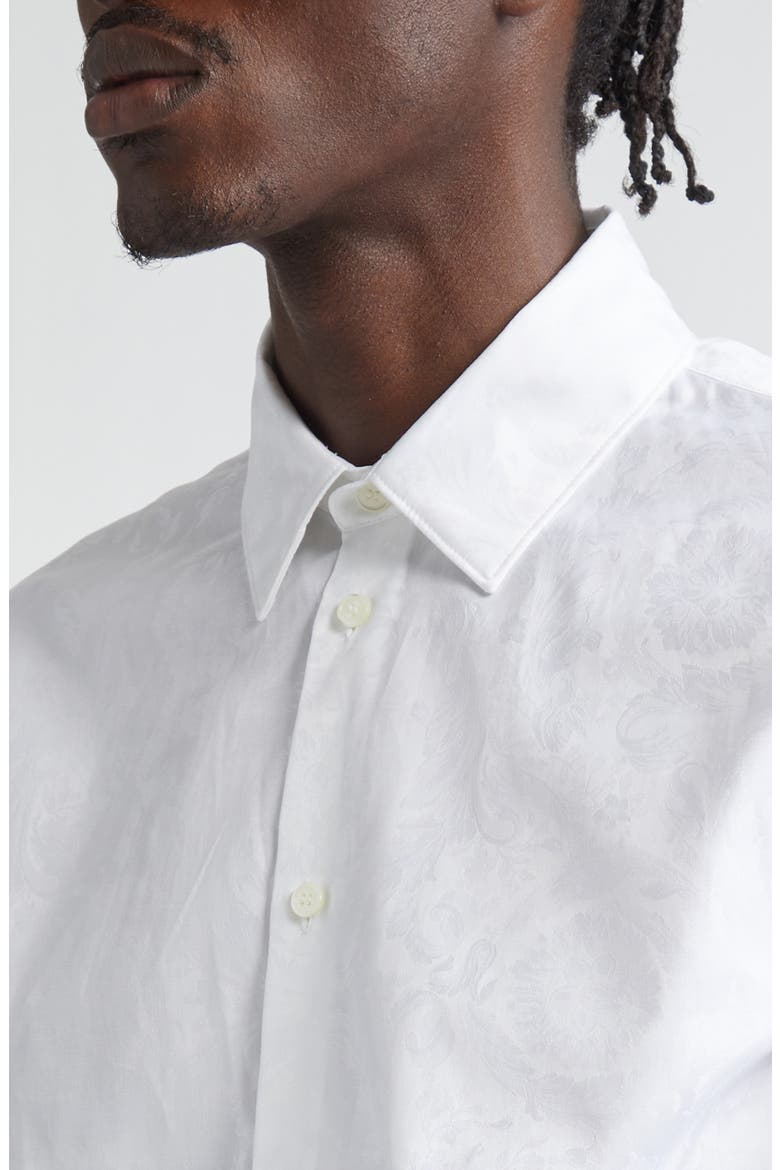 Barocco Jacquard Button-Up Shirt, Alternate, color, OPTICAL WHITE