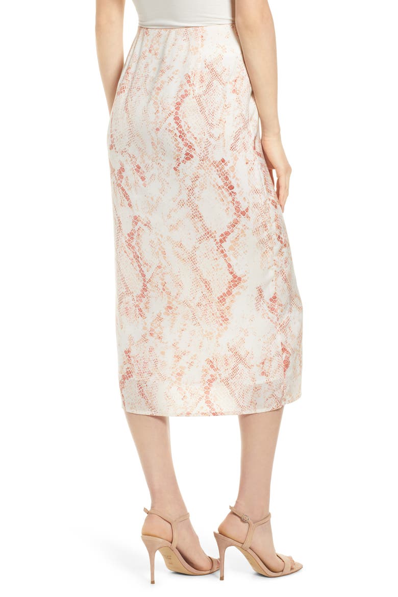Fairfax Snakeskin Print Satin Midi Skirt, Alternate, color, SOFT BEIGE