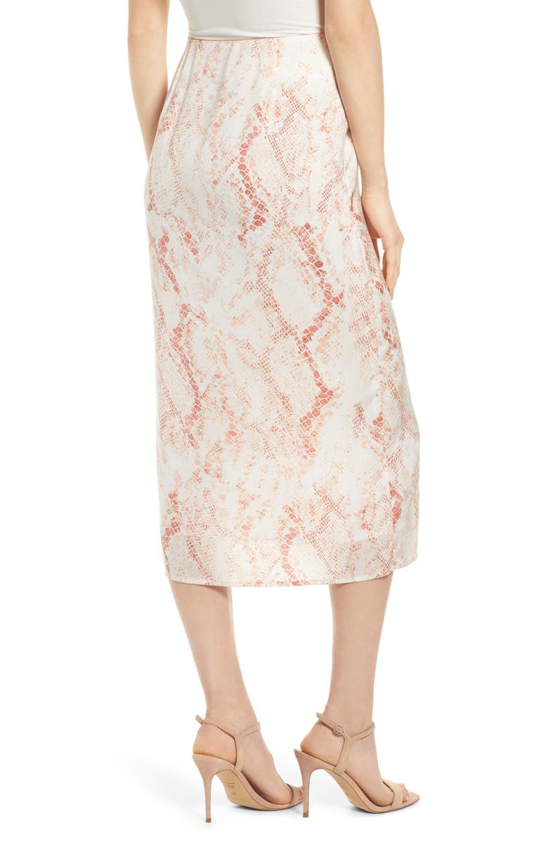 cupcakes and cashmere Fairfax Snakeskin Print Satin Midi Skirt, Alternate, color, 