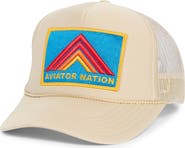 Aviator Nation Mountain Stripe Logo Embroidered Snapback Trucker Hat