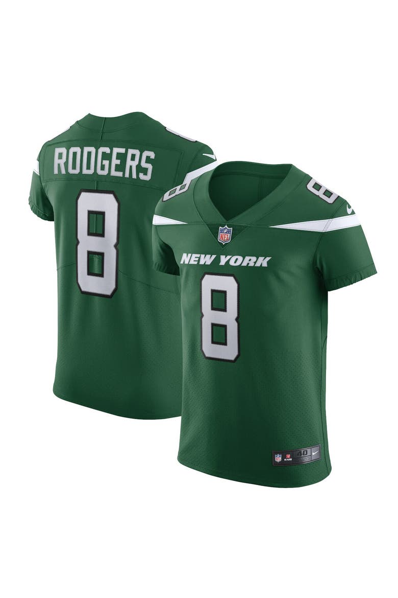 Men's Nike Aaron Rodgers Gotham Green New York Jets Alternate Vapor F.U.S.E. Elite Jersey, Main, color, Green
