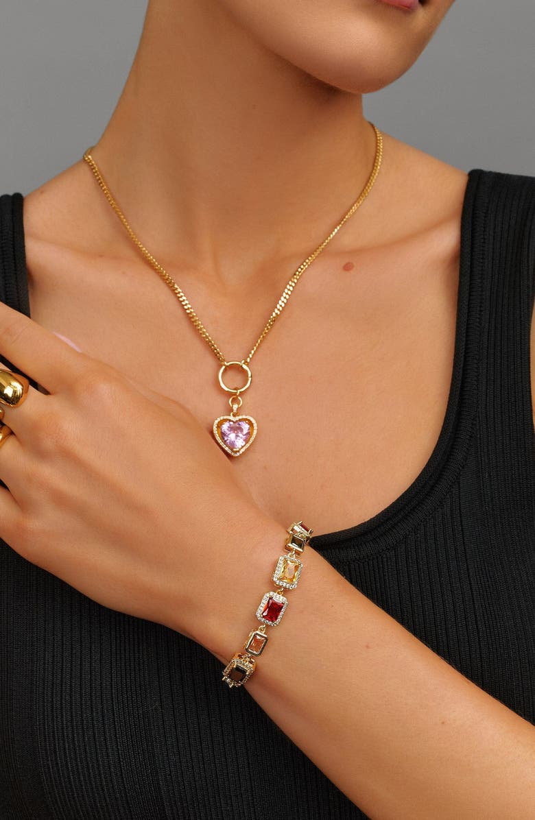 Nialaya Gold Crystal Gem Bracelet, Alternate, color, Gold