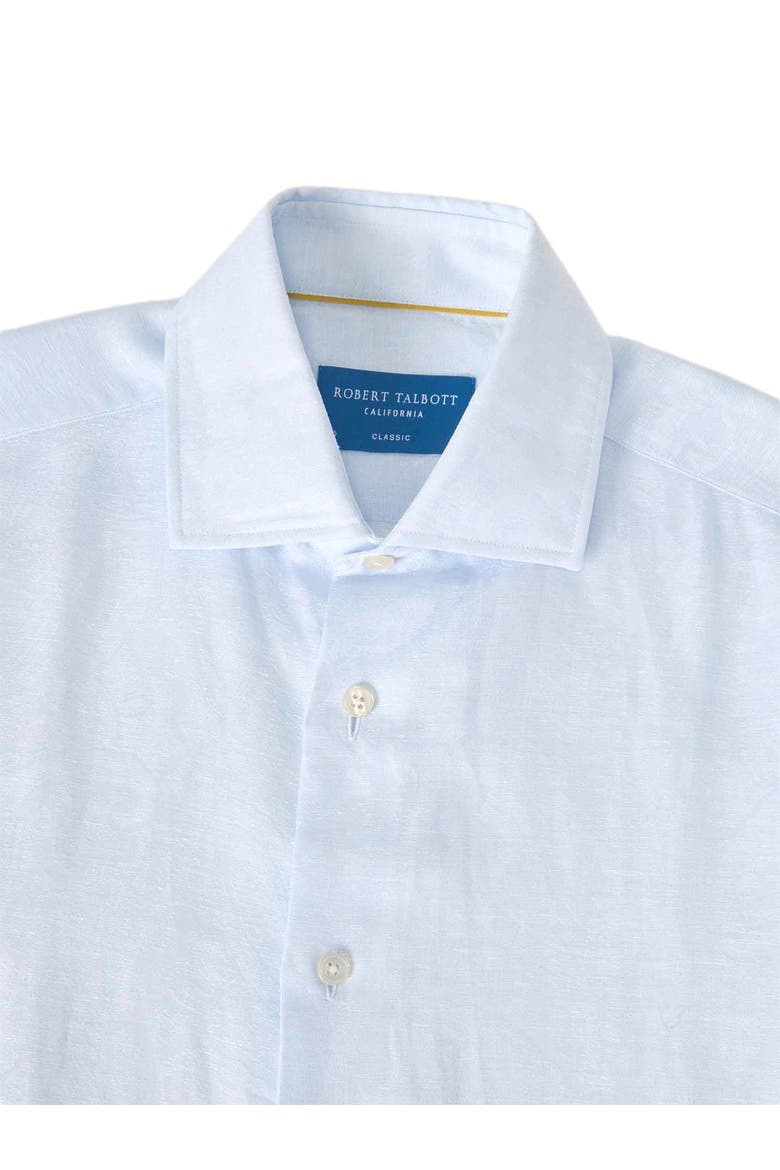 Reynolds Paisley Jacquard Cotton Linen Blend Shirt in Contemporary fit, Alternate, color, Light Blue