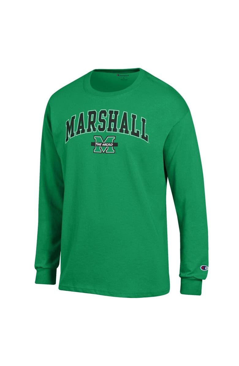 Champion Men's Champion  Kelly Green Marshall Thundering Herd Arch Over Logo Long Sleeve T-Shirt, Alternate, color, 