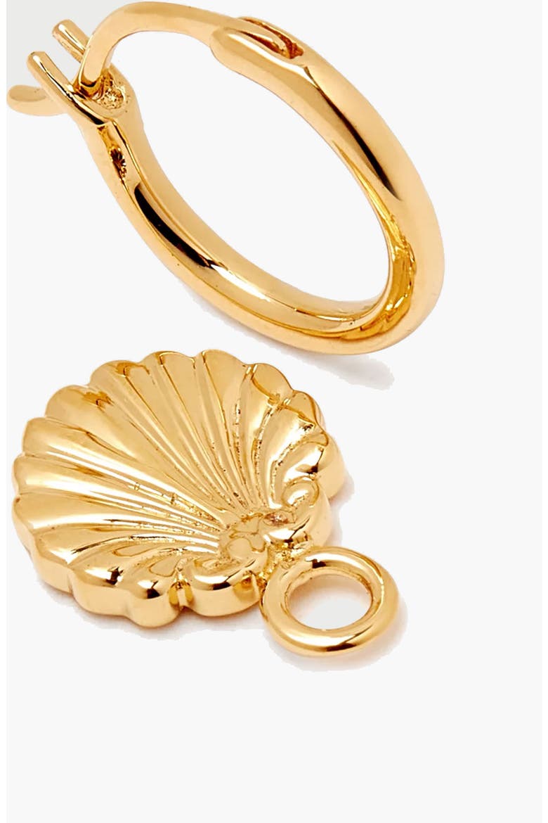 Concha Mini Charm Hoop Earrings in Gold, Alternate, color, Gold