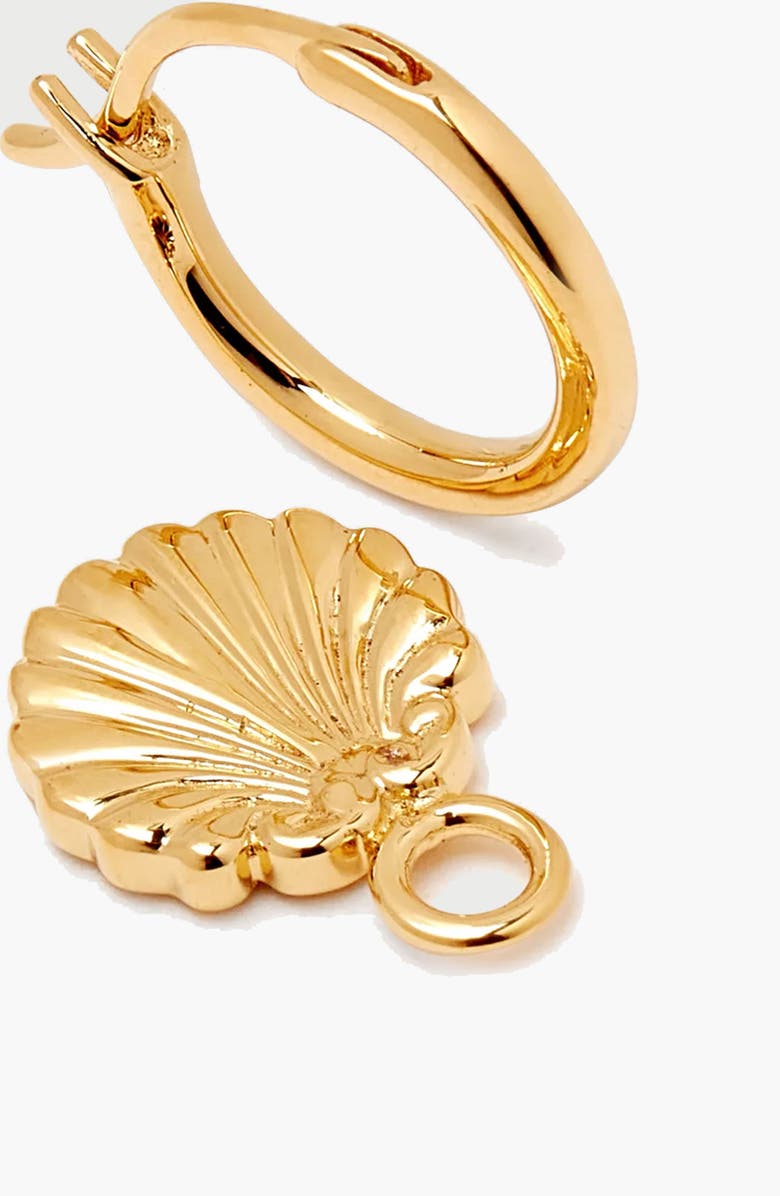 YOJ Concha Mini Charm Hoop Earrings in Gold, Alternate, color, Gold