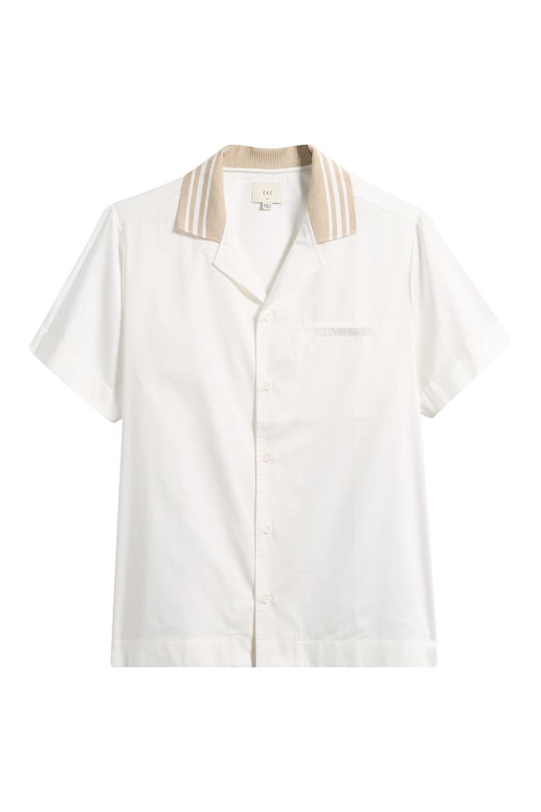 Senna Ribbed Collar Cotton Camp Shirt, Main, color, IVORY- 10