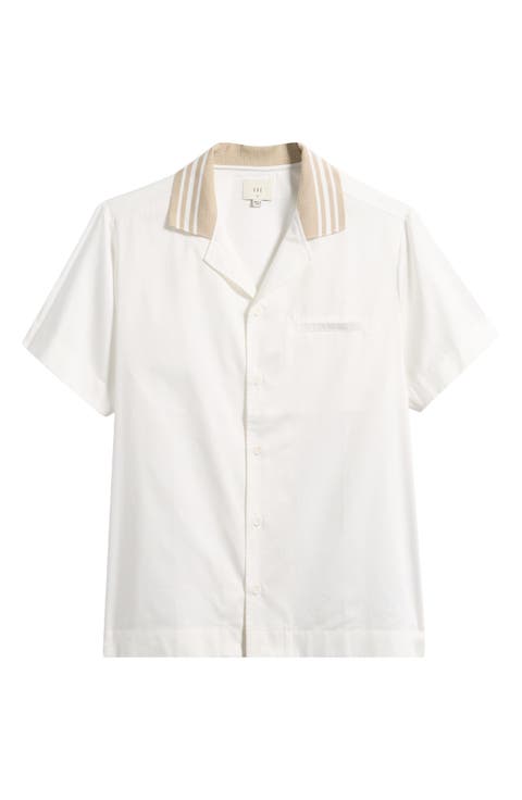 Senna Ribbed Collar Cotton Camp Shirt