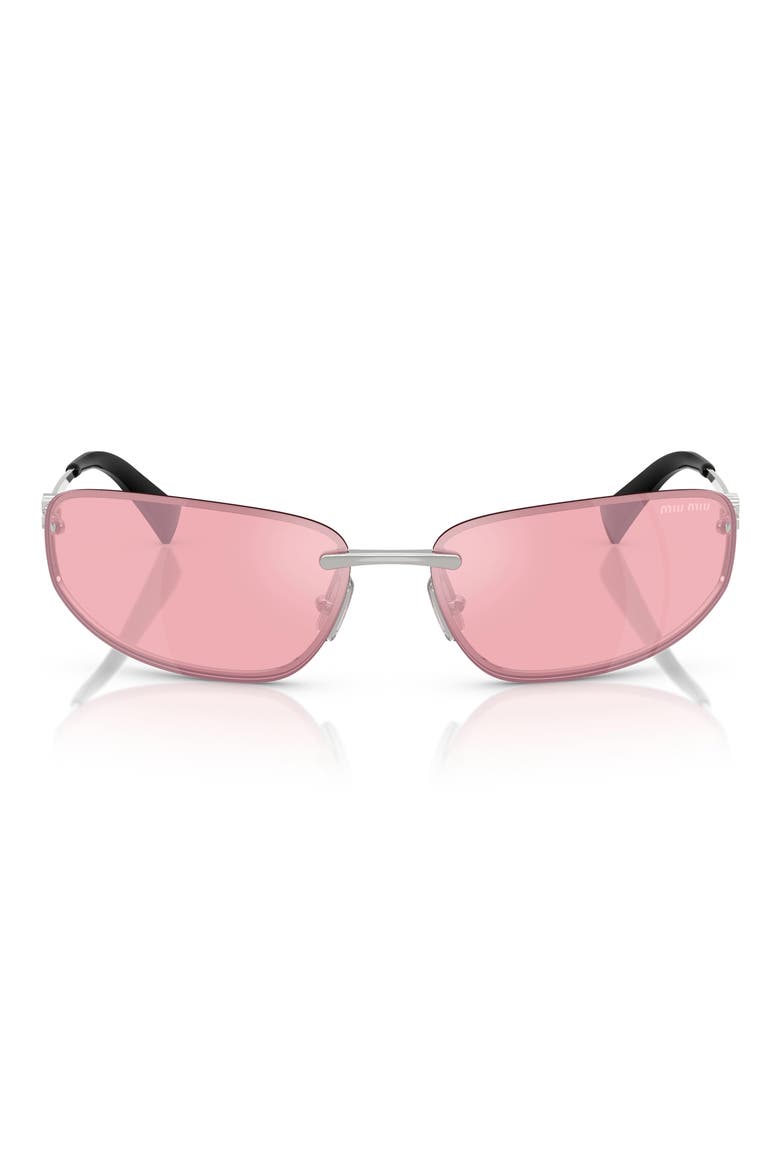69mm Oversize Oval Sunglasses, Main, color, PINK