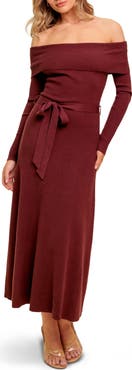FLYING TOMATO Off the Shoulder Long Sleeve Sweater Dress