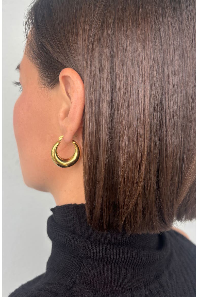 18k Gold Plated Graduated Hoop Earrings, Alternate, color, GOLD