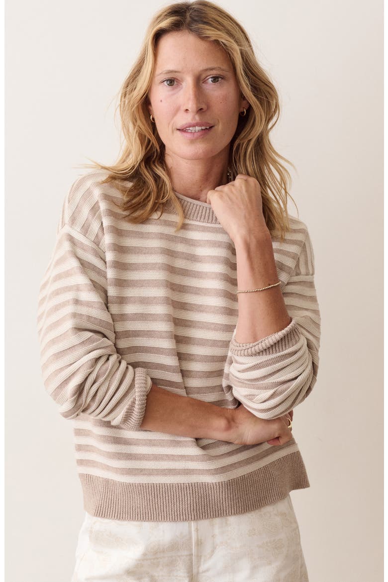 Suki Crewneck Sweater, Alternate, color, OATMEAL STRIPE