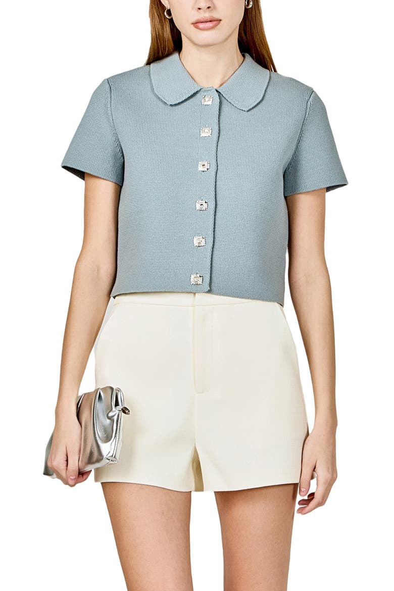 Jewel Buttoned Top, Alternate, color, DUSTY BLUE