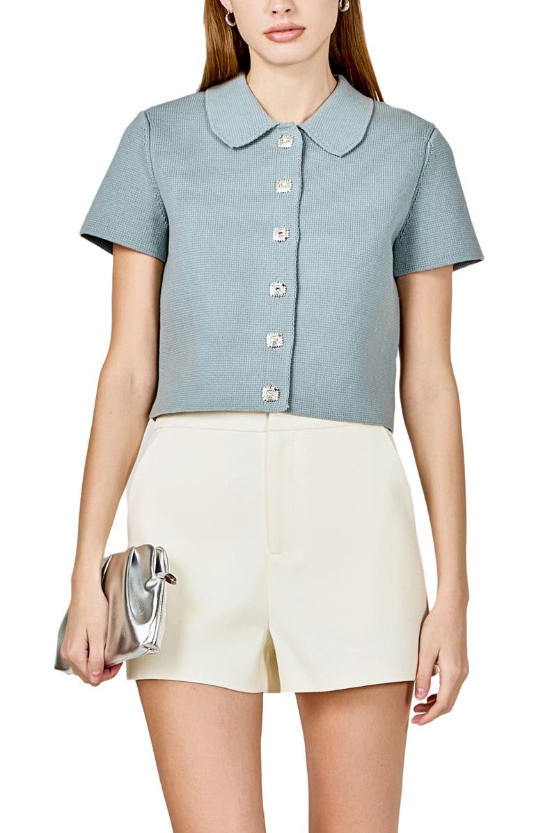 Endless Rose Jewel Buttoned Top, Alternate, color, Dusty Blue