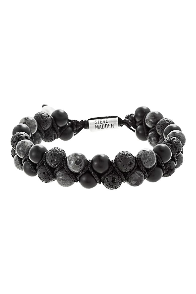 Stone Bead Bracelet, Main, color, ONYX
