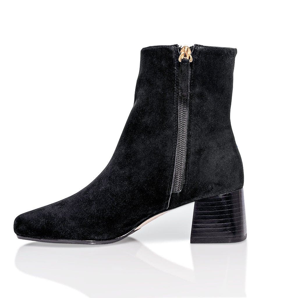 Joan Oloff Shoes Arina Dress Ankle Bootie with a Block Heel, Alternate, color, Black Suede