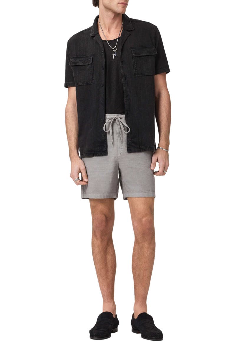 John Varvatos Amadora Organic Cotton Button-Up Camp Shirt, Alternate, color, Black