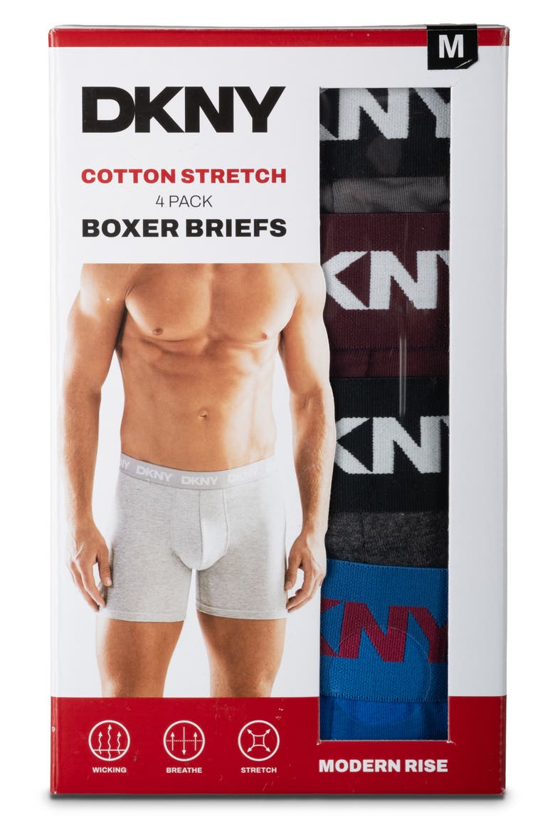 Cotton Stretch Pack of 4 Boxer Briefs, Alternate, color, JET/ FIG/ CHARCOAL