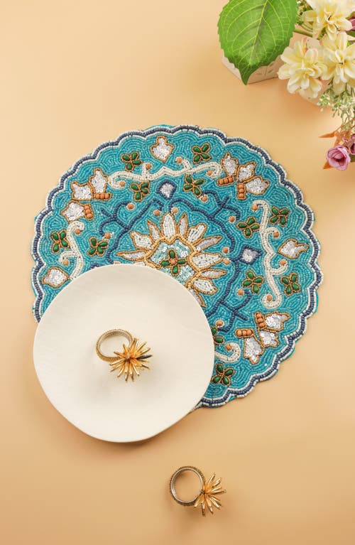 Tiramisu The Majestic Azulejo Beaded Placemat In Blue