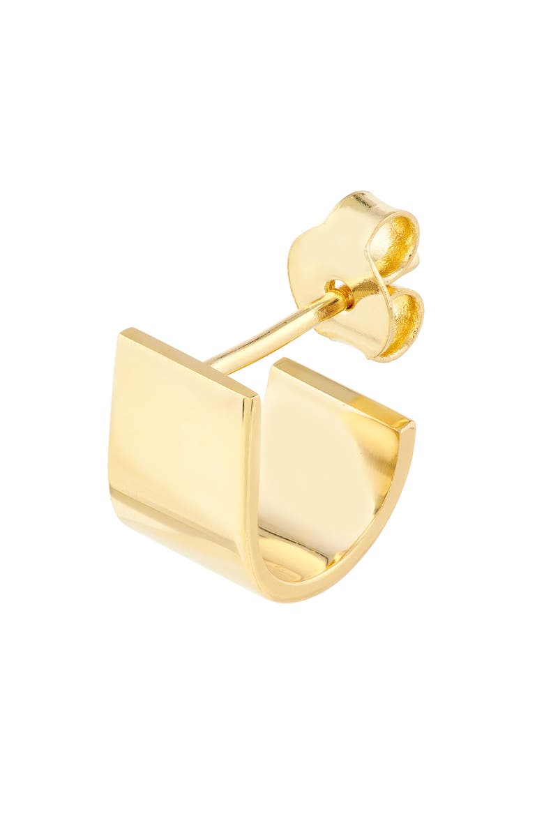 J-Shaped Huggie Hoop Earrings, Alternate, color, YELLOW GOLD