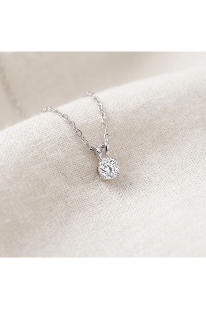 1/3ct Lab Grown Diamond Round Solitaire Pendant 14K Gold, Alternate, color, 14k White Gold