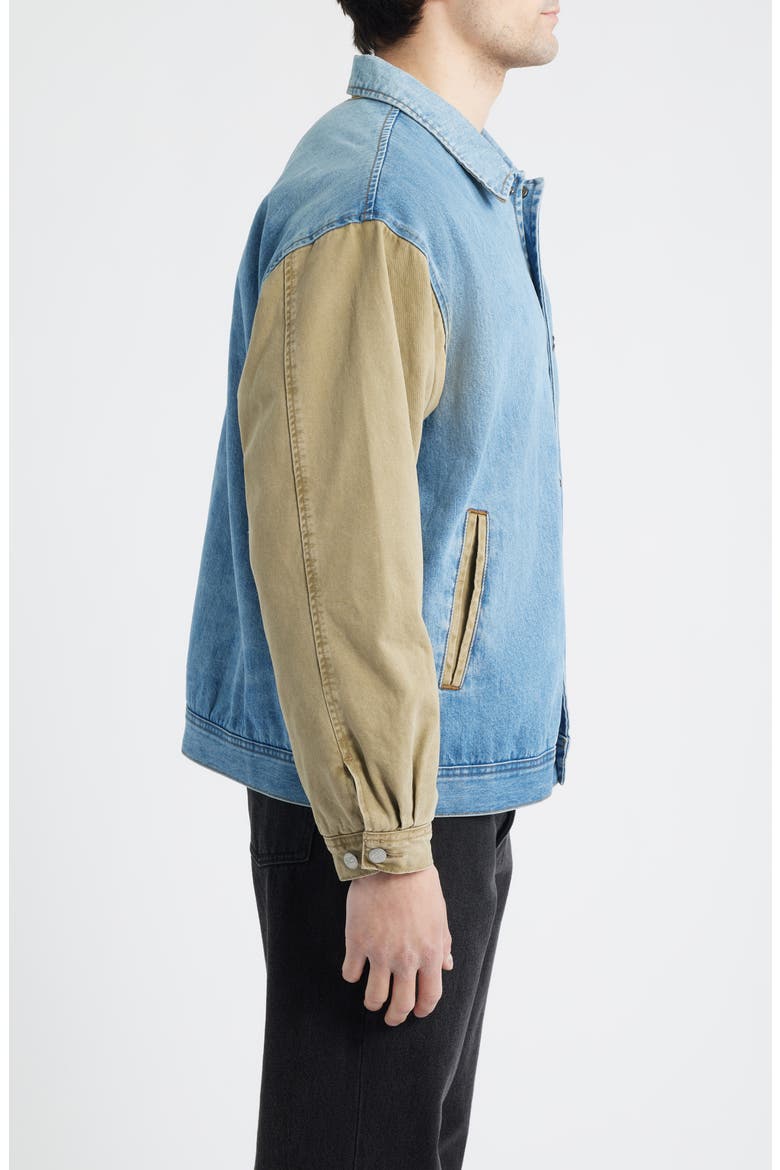 Bleachers Varsity Jacket, Alternate, color, WASHED DENIM/ CREAM