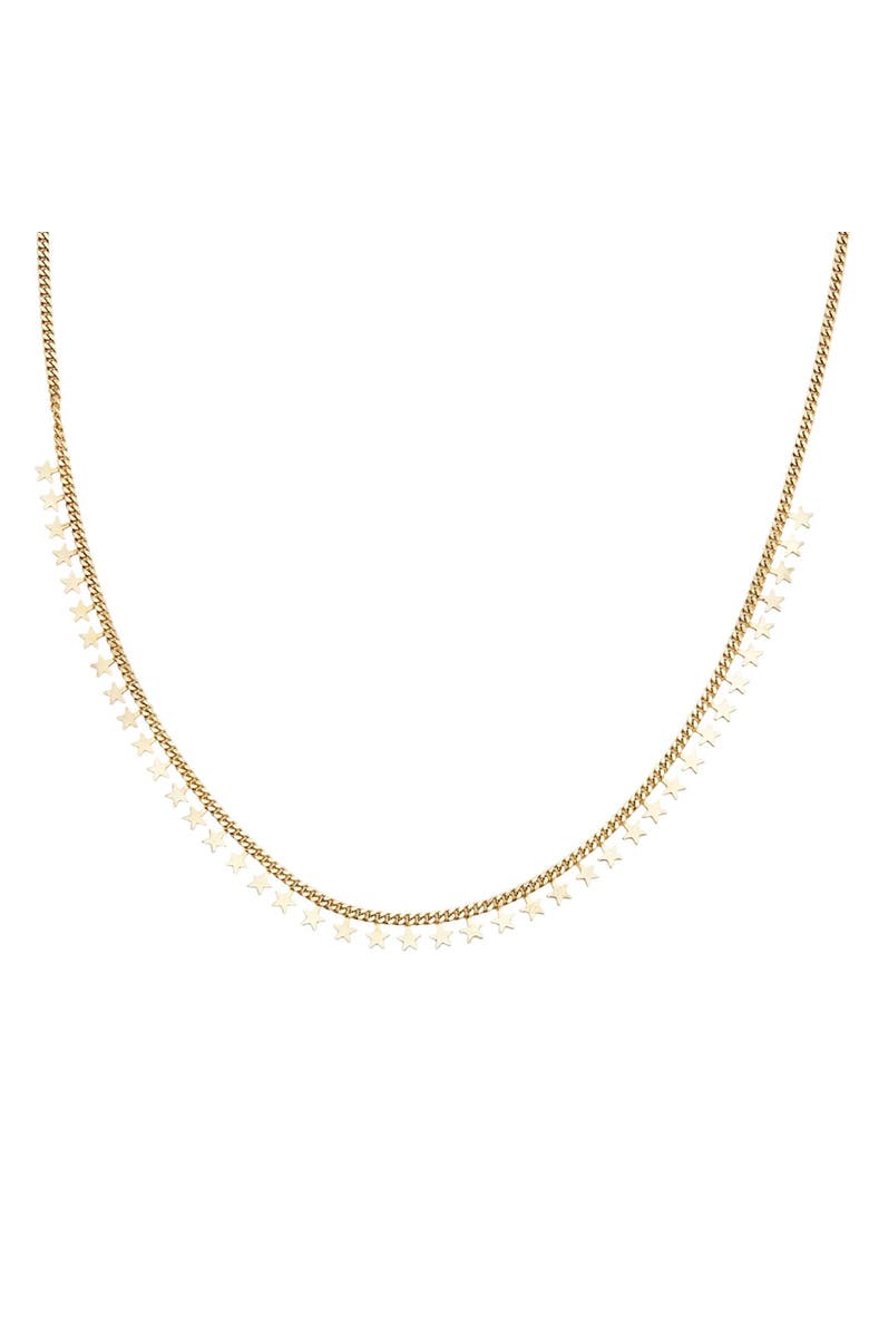 Spero London Multiple Star Sterling Silver Station Necklace, Main, color, Gold