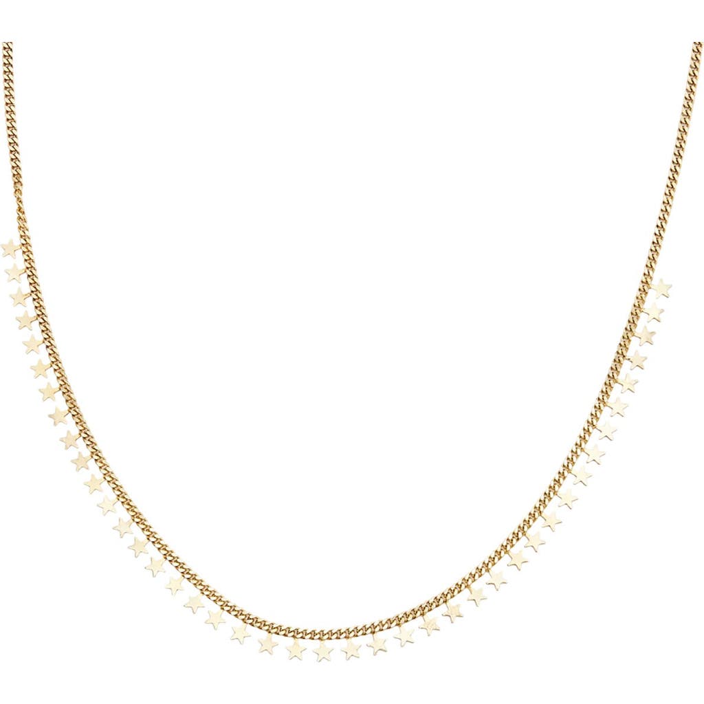Spero London Multiple Star Sterling Silver Station Necklace In Gold