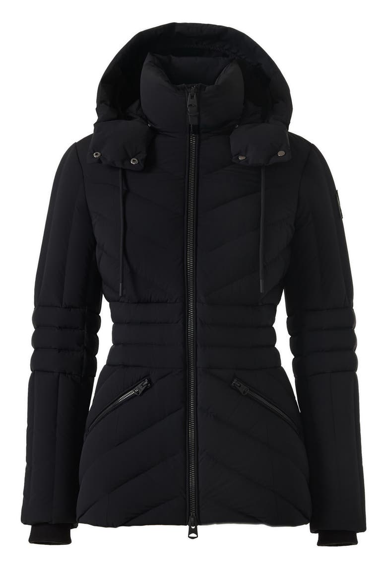 Nadia Hooded Quilted Down Jacket, Alternate, color, BLACK