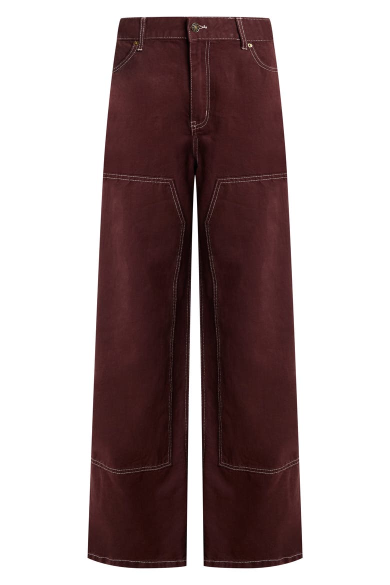 Anchor Contrast Stitch Wide Leg Jeans, Alternate, color, CHOCOLATE