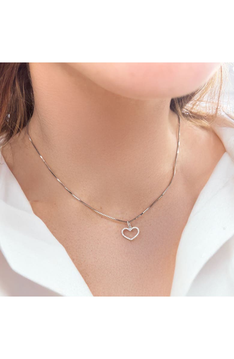 The Lovery Fine Jewelry Mini Diamond Open Heart Charm, Alternate, color, White Gold