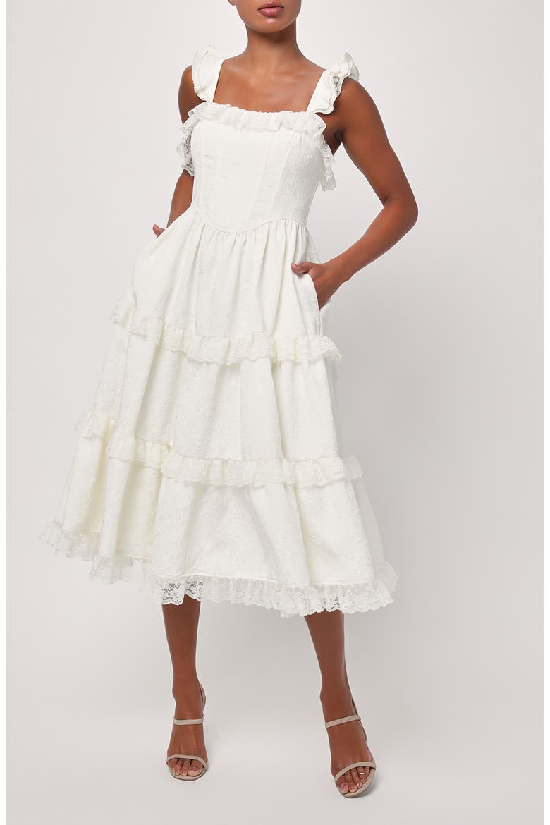Serenity Jacquard Midi Dress, Main, color, IVORY