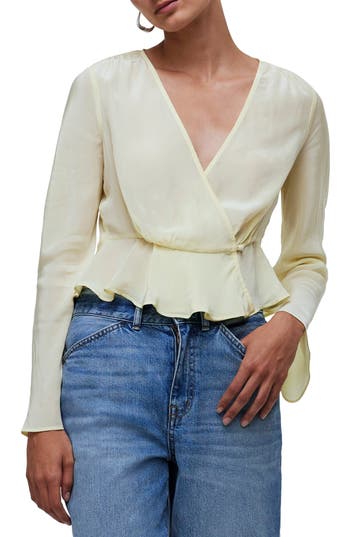 Shop Madewell Bell Sleeve Wrap Top In Candlelight