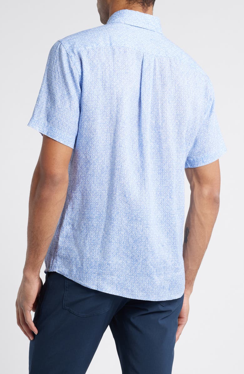 Peter Millar Champlain Short Sleeve Linen Sport Shirt, Alternate, color, Blue Freesia